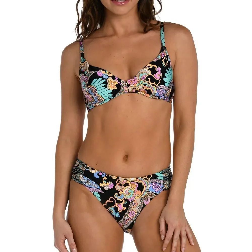 Sunshine 79 Paisley Patchwork Underwire Over The Shoulder Top and bottom set